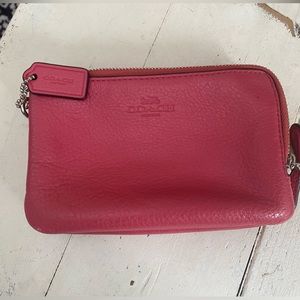 Pink Coach chain zippered coin purse